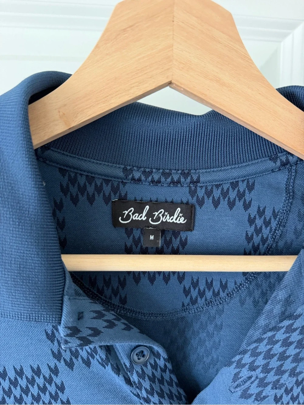 BAD BIRDIE “Chess Day” Men's Blue Checker Polo Shirt